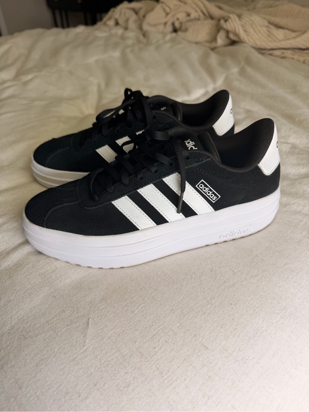 adidas Black and White Platform Skate-Inspired Sneakers
